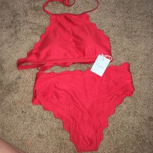 Cupshe Halter Top Bikini Red Never Worn